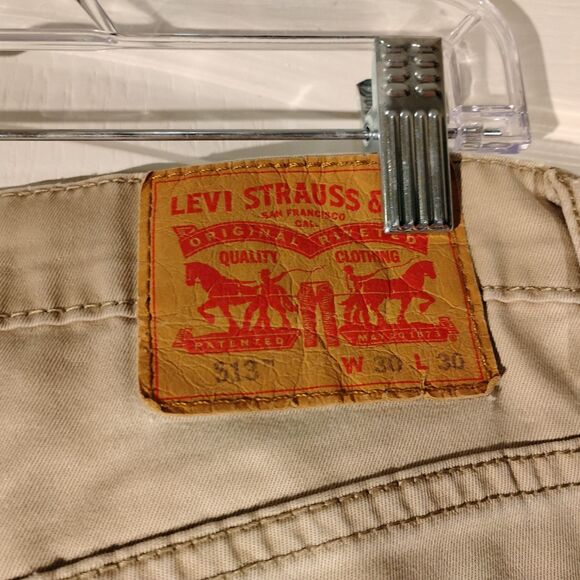 Levi's 513 jeans mens 30x30 beige khaki slim fit straight leg stretch Strauss - Picture 4 of 10